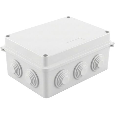 Boîte de distribution blanche 150x110x70mm avec 10 ouvertures I Boîte de dérivation en saillie - IP65 I Boîte de jonction, boîte de serrage, boîte de dérivation pour intérieur & extérieur