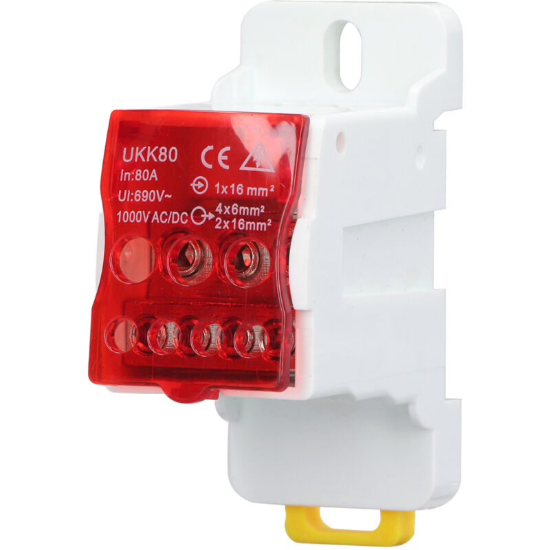 Boîte de Distribution de bornier sur Rail DIN 690V 80A, jonction de conducteur en laiton épissable pour appareils ménagers rouge