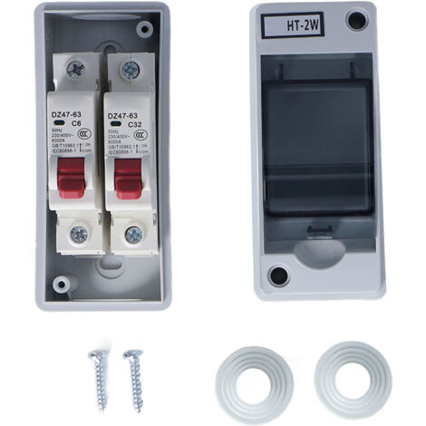 Boîte de distribution étanche IP65 2 voies ignifuge avec disjoncteur type C pour extérieur 6A-32A