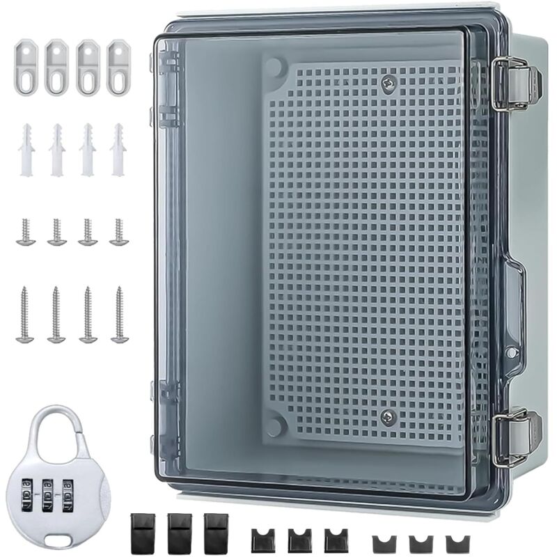 Boîte de distribution étanche IP66, montage en saillie, avec serrure à combinaison, armoire de commande extérieure transparente avec accessoires de