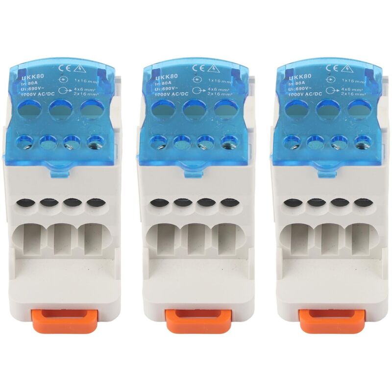 Boîte de distribution pour rail DIN 3 pièces, bornier UKK-80A, connecteur de fil électrique, boîte de jonction d'alimentation universelle