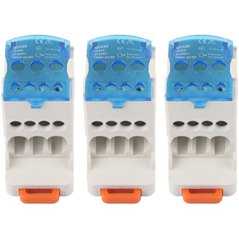 Boîte de distribution pour rail DIN 3 pièces, bornier UKK-80A, connecteur de fil électrique, boîte de jonction d'alimentation universelle