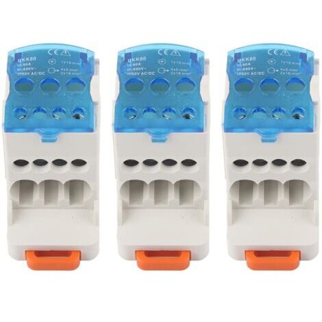 Boîte de distribution pour rail DIN 3 pièces, bornier UKK-80A, connecteur de fil électrique, boîte de jonction d'alimentation universelle