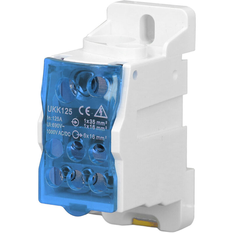 Boîte de Distribution sur Rail DIN, bornier électrique universel, connecteur de fil d'alimentation, jonction 690V 125A bleu