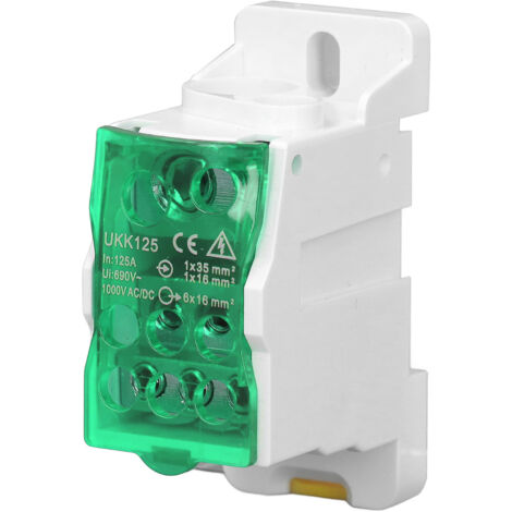 Boîte de Distribution sur Rail DIN, bornier électrique universel, connecteur de fil d'alimentation, jonction 690V 125A, vert