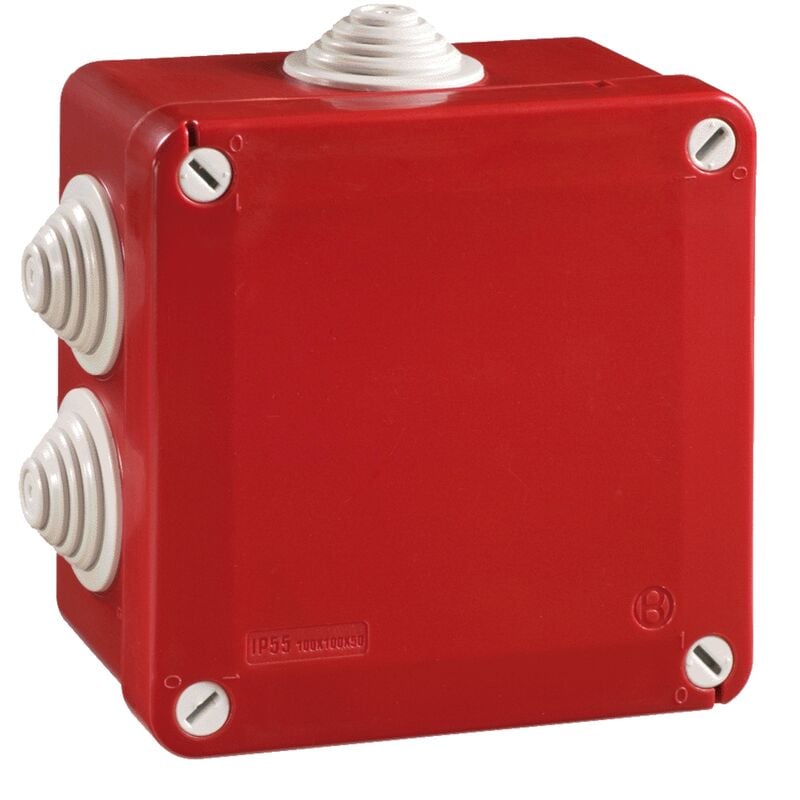 Boite de dérivation - a tétines - 100 x 100 x 50 mm - rouge - boite étanche Iboco 05546