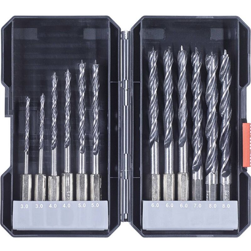 108830 Jeu de forets pour le bois 12 pièces mandrin à serrage rapide, mandrin à roue dentée 12 pc(s) - KWB