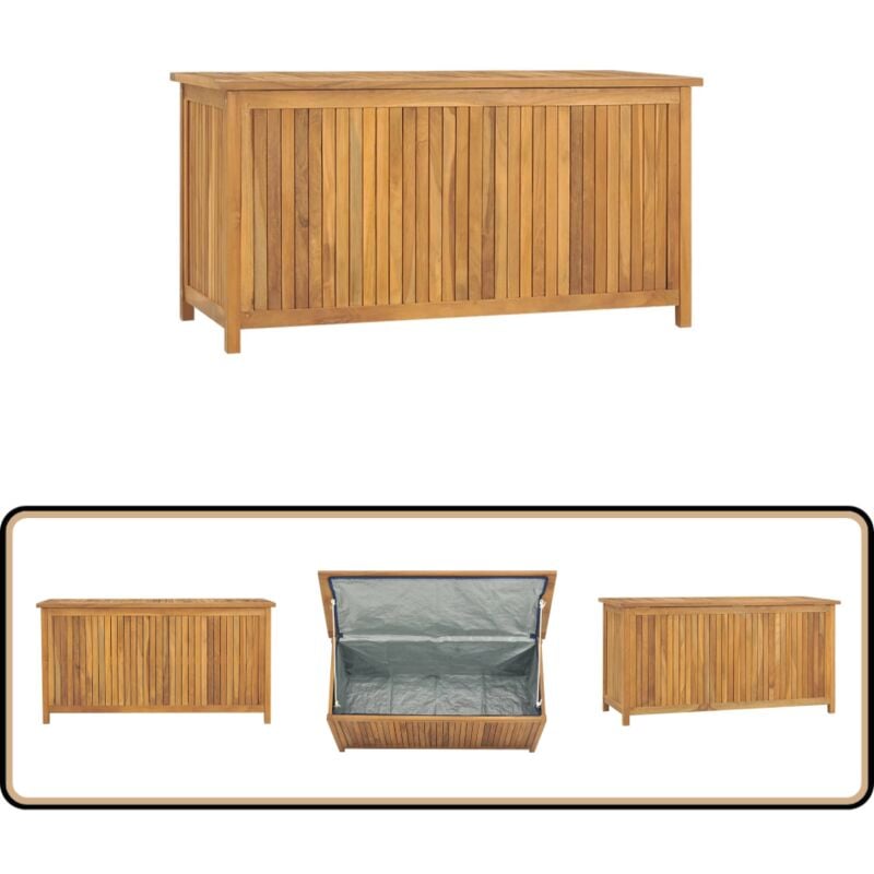Boîte de jardin 114x50x58 cm Bois massif de teck - Boîte De Jardin - Coffre De Jardin - Rangement Extérieur - Bois De Teck - Meuble De Jardin