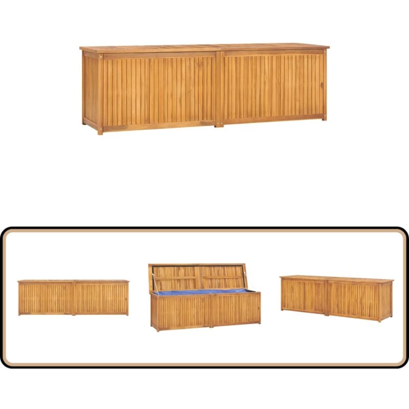 Boîte de jardin 175x50x55 cm Bois massif de teck - Coffre De Jardin - Rangement Extérieur - Meuble De Jardin - Bois De Teck - Résistant Aux