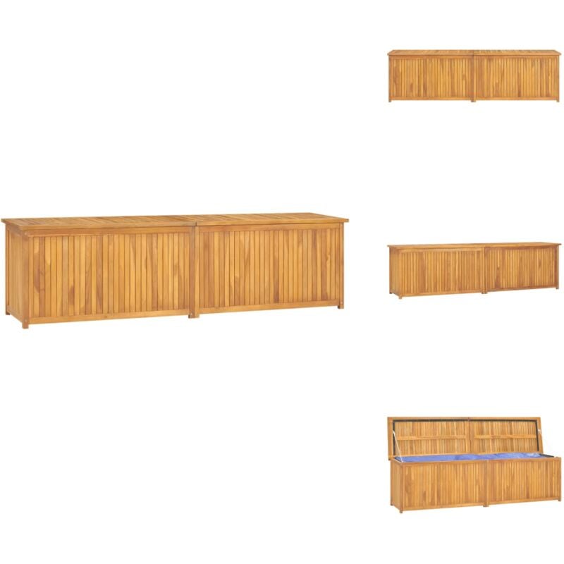 Boîte de jardin 200x50x55 cm Bois massif de teck - Coffre De Jardin - Rangement Extérieur - Meuble De Jardin - Bois De Teck - Résistant Aux