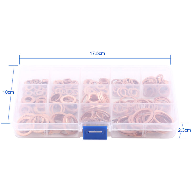 Boîte de joints en cuivre de 12 tailles, ensemble de valves en cuivre massif, ensemble de joints assortis, boîte en plastique, accessoires de