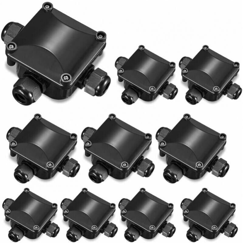 Boîte de Jonction, 10Pcs Boîtier de Raccordement, IP66 Connecteur Étanche 3 Voies, Extérieur Étanche, pour Câble de Diamètre 4-15 mm H174