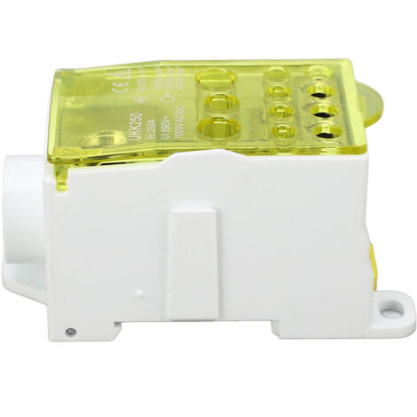 Boîte de jonction à bornier rail DIN monopolaire pour distribution électrique 250A 690V jaune
