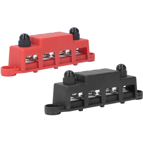 Boîte de jonction DC 4 entrées M10 48V 250A, robuste pour camping-car et bateau, couleurs rouge et noir, 2 pièces