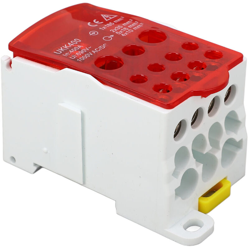 Boîte de jonction de bornier, Rail DIN, ligne principale, Distribution d'énergie universelle, 690V, 400A, rouge