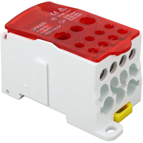 Boîte de jonction de bornier, Rail DIN, ligne principale, Distribution d'énergie universelle, 690V, 400A, rouge