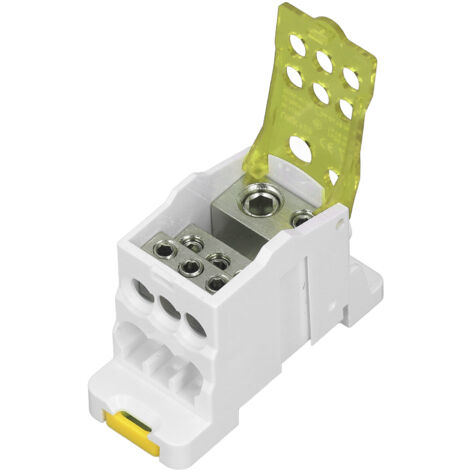 Boîte de jonction électrique 125A 690V pour rail DIN, connecteur jaune pour câbles, bloc de distribution universel.