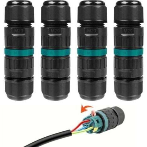 Boîte de jonction électrique IP68 étanche, connecteur pour fils 3 fils, câblage extérieur facile sans vis, nylon PA66 résistant, lot de 4