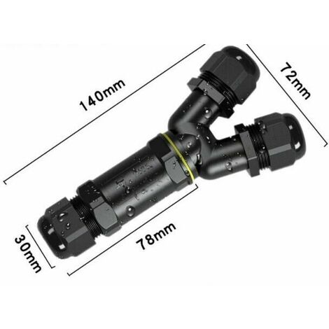 Boîte de Jonction Étanche IP68 Connecteur de Câb Extérieur en 3 Pôs Y- forme pour Câb 4-8mm Coupur de Manchon Externe Boîtier Éctrique Extérieur Boîtier de Dérivation, noir