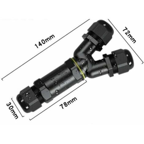 Boîte de Jonction Étanche IP68 Connecteur de Câb Extérieur en 3 Pôs Y- forme pour Câb 4-8mm Coupur de Manchon Externe Boîtier Éctrique Extérieur Boîtier de Dérivation, noir