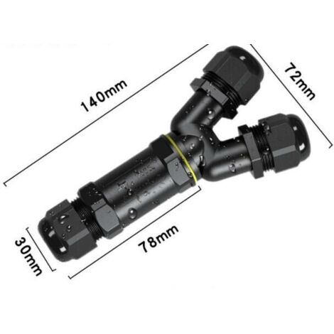 Boîte de Jonction Étanche IP68 Connecteur de Câble Extérieur en 3 Pôles Y- forme pour Câble 4-8mm Coupleur de Manchon Externe Boîtier Électrique Extérieur Boîtier de Dérivation, noir