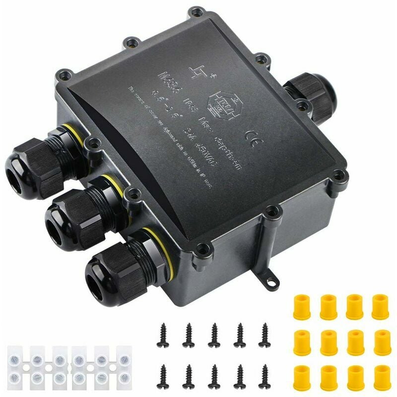 Boîte de jonction extérieure étanche IP68 Connecteur de câble plus large à 4 voies Boîte de jonction électrique pour câble de Ø 4 à 14 mm