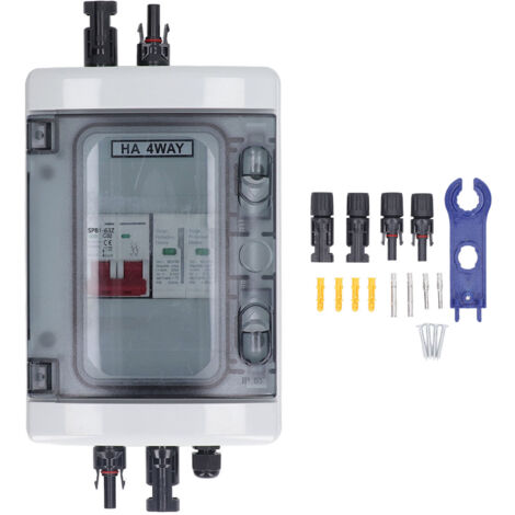Boîte de Jonction Solaire IP65 Étanche avec Disjoncteur DC 32A et Parafoudre pour Installation Photovoltaïque