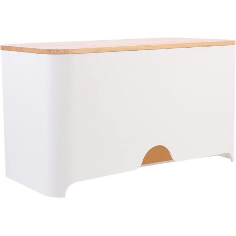 Boîte de masque en plastique avec couvercle en bambou Anti-poussière Couverture de visage Boîte de rangement Protège-dents Distributeur Boîte de mouchoirs cosmétiques Clés Petits objets Boîte Organisa