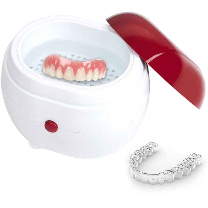 Ensoleille - Boîte de nettoyage automatique des prothèses dentaires, boîte de nettoyage portable, boîte de prothèses dentaires avec filtre, facile à
