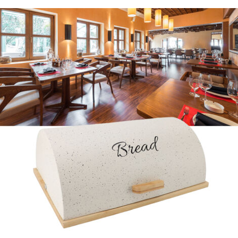 Boîte de Pain Métal Bois Roll Top Plateau Blanc avec 3 Pots de Rangement