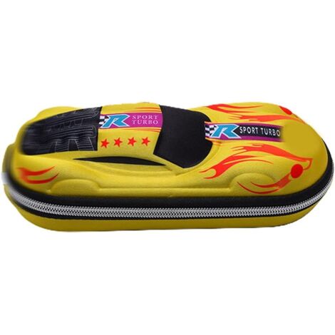 Boîte de papeterie pour enfants, forme de voiture (jaune),