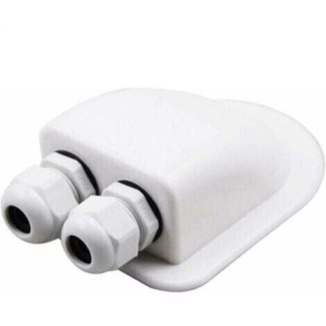 [Boîte de passage solaire RV] Blanc Boîte de jonction ABS 2 trous étanche IP68 pour câbles 6-12mm