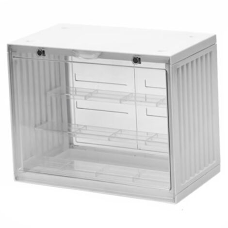 Boîte de Présentation Empilable pour Figurines - Écrin Anti-Poussière avec Porte Blanche pour Collection