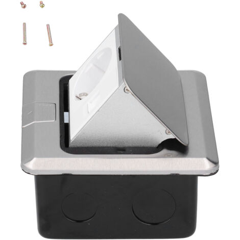 Boîte de Prise de Sol Encastrée en Acier Inoxydable, Norme UE, avec Outil d'Installation, 250V AC