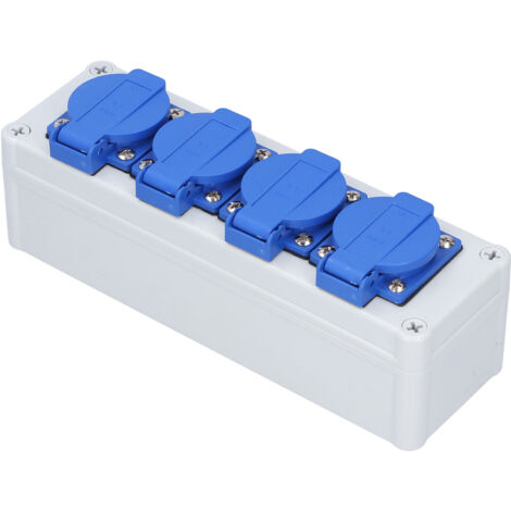 Boîte de Prise Extérieure Étanche avec Interrupteur, 4 Prises, Protection Anti-Pluie pour Jardin et Terrasse
