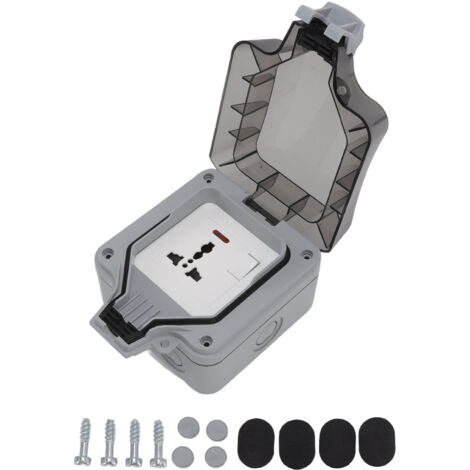 Boîte de Prise Extérieure Étanche IP66 16A, Prise Multiprise 3 Pôles pour Jardin Terrasse Balcon, Norme UE 250V