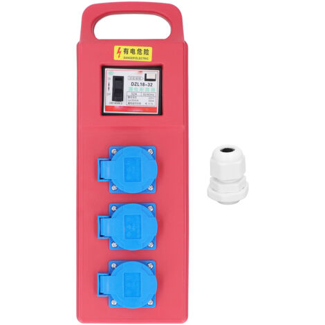 Boîte de Prise Portable 3 Positions IP54 avec Disjoncteur Différentiel 200-250VAC