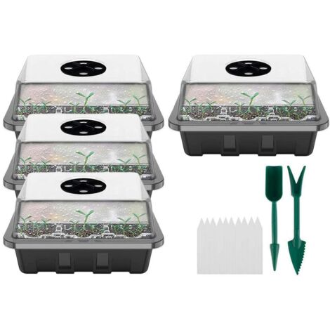 Boîte de propagation de serre 12 cellules avec couvercle et aération, mini serre d'intérieur pour semis et boutures