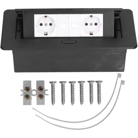 Boîte de Rallonge Multiprise avec Prise Pop-Up pour Bureau Maison 250V 16A Noir J29