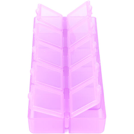 Boîte de Rangement 10 Compartiments Violet pour Perles, Bijoux DIY et Accessoires Ongles