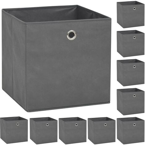 vidaXL 4/10x Boîtes de Rangement Tissu Non-tissé Stockage Coffre Noir/Gris