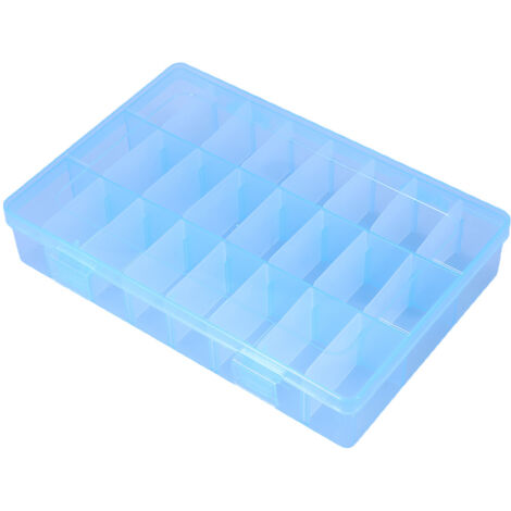 Boîte de Rangement 24 Cases Détachable pour Bijoux, Perles et Boucles d'Oreilles - Bleue