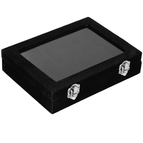 Boîte de Rangement 24 Cases pour Bijoux, Strass et Perles à Ongles (Noir)