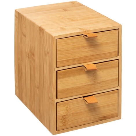 5FIVE SIMPLY SMART Boite de rangement 3 Tiroirs en Bambou avec languette - Five