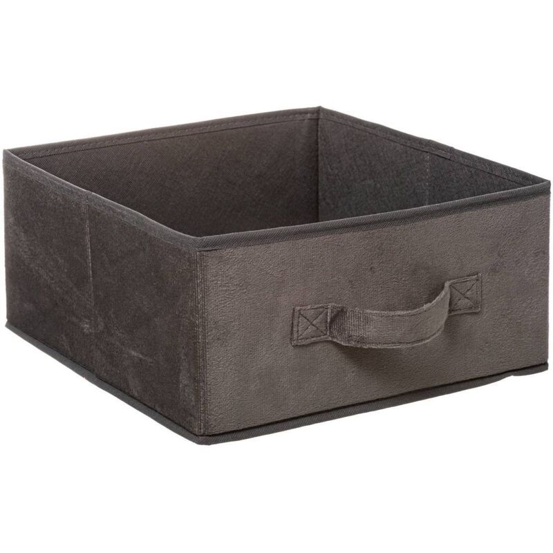 5five Simply Smart - Boîte de Rangement en Velours Gris Foncé 31 x 31 x 15 cm - Five, Organisation Élégante et Pratique pour la Maison et le Bureau