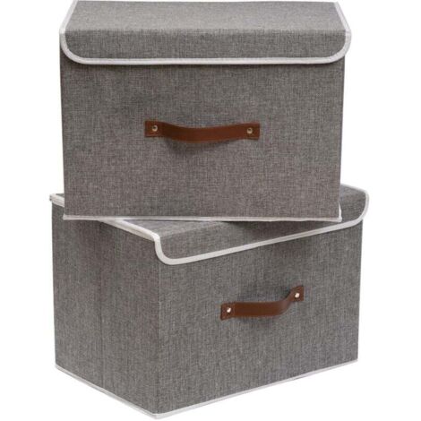 Boîte de Rangement, 38 x 25 x 25 cm Paniers de Rangement Pliables , Boîte Range(Gris)