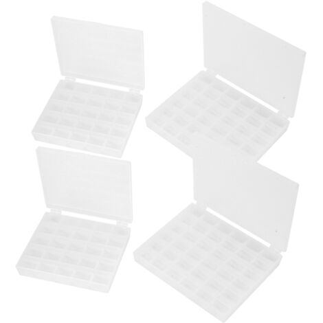 Boîte de Rangement 4 Bobines Transparente pour Matériel de Couture et Loisirs Créatifs