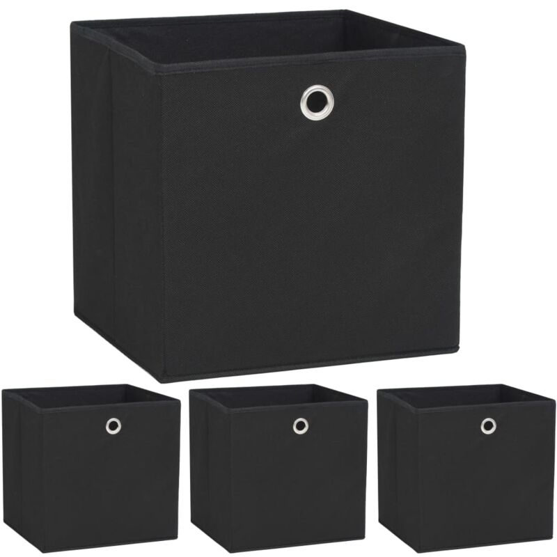 Boîte de rangement 4 pcs Tissu non-tissé 32x32x32 cm Noir Vidaxl