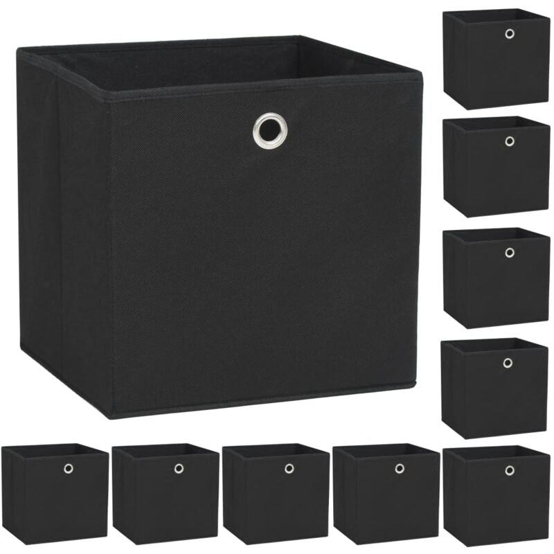 Boîte de rangement 10 pcs Tissu non-tissé 32x32x32 cm Noir