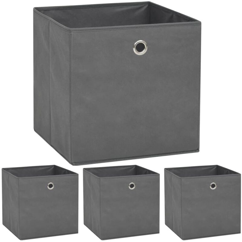 Boîte de rangement 4 pcs Tissu non-tissé 32x32x32 cm Gris, Gris, 245747